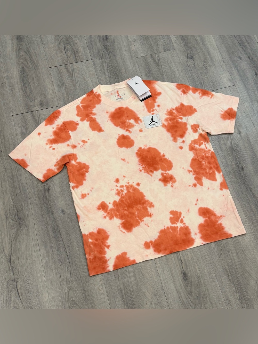 Jordan Unisex Orange & Cream Tie-Dye Oversized Fit Short Sleeve Athletic Tee